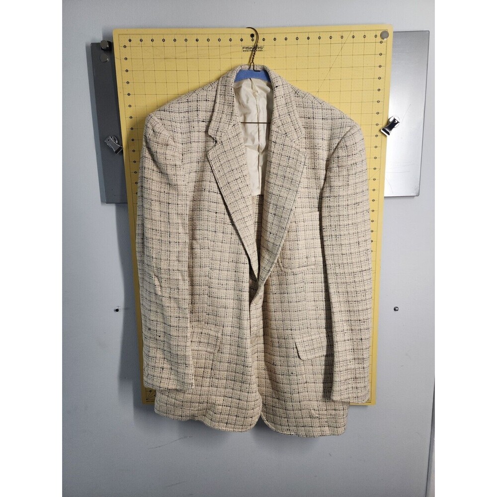 Joseph & Feiss Sport Coat Blazer Suit Jacket Plaid Blue White Yellow 46